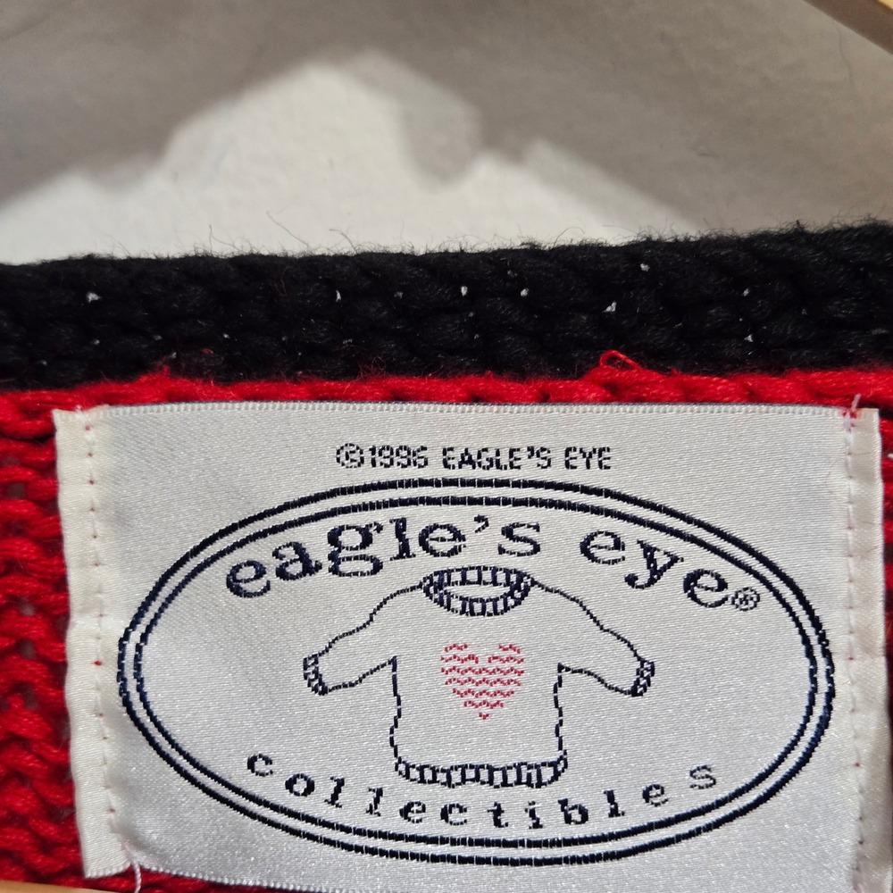 Vintage 90s Eagle's Eye Cat Kitten Patchwork Cardigan Sweater XL Multi-Color - Picture 3 of 15
